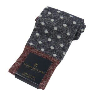 Brooks Brothers Men's Polka Dot Dress Socks Wool Blend Charcoal Made in Italy